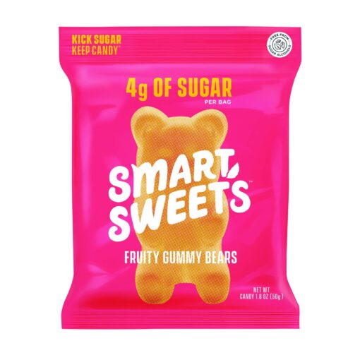 SmartSweets Fruity Gummy Bears, 1.8oz (Pack of 12), Variety of Flavors, Candy with Low Sugar (4g), Low Calorie (110), No Artificial Sweeteners, Gluten-Free, Healthy Snack for Kids & Adults 1.8 Ounce (Pack of 12)