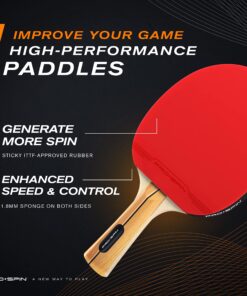 PRO-SPIN Ping Pong Paddles - High-Performance Sets with Premium Table Tennis Rackets, 3-Star Ping Pong Balls, Compact Storage Case | Ping Pong Paddle Set of 2 or 4 for Indoor & Outdoor Games 2-Player Set 9 81KQlWIbPBL