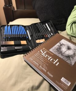 Castle Art Supplies Graphite Drawing Pencils and Sketch Set (40-Piece Kit), Complete Artist Kit Includes Charcoals, Pastels and Zippered Carry Case, Rare Pop-Up Stand 37 81KTJw347IL