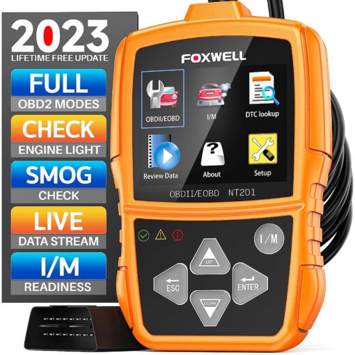 FOXWELL NT201 OBD2 Scanner Diagnostic Tool Check Engine Light Vehicle Code Reader Car Computer Diagnostic Scan Tool Automotive Fault Code Scanner for All CAN OBDII EOBD JOBD Cars