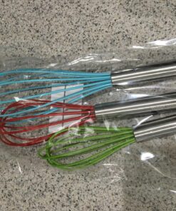 Silicone Whisk Set of 3 - Silicone Whisks for Cooking Non-Scratch - Silicone Whisk Set - Hand Whisk - Wisk - Metal Whisk - Small Whisk - Mini Whisk - Stainless Steel Whisk Multicolor 34 81KVmWqeCqL