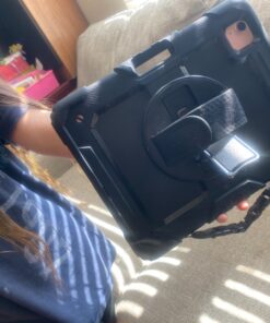 SEYMAC iPad Air 5th/ 4th Generation Case 10.9 Inch, Full-Body Shockproof Protective with Screen Protector, 360° Rotating Stand/Handle/Shoulder Strap/Pencil Holder, Black For iPad Air 5th/4th Generation 39 81KWXUpWXL