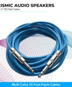 Seismic Audio Speakers ¼” to ¼” TRS Patch Cables, 25 Foot Patch Cables, Pack of 6, Multi Color Multi-Color 9 81KXDnOJ55S