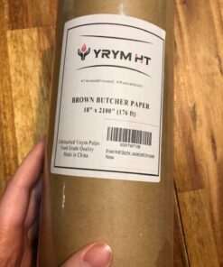 YRYM HT Brown Kraft Butcher Paper Roll - Natural Food Grade Brown Wrapping Paper for BBQ Briskets, Smoking & Wrapping Meats, 18inch x 2100inch (176 ft) - Unbleached Unwaxed and Uncoated Kraft Butcher Paper 001 39 81KXaZans9L