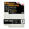 Filtrete 20x25x1 Air Filter, MPR 2800, MERV 14, Healthy Living Ultrafine Particle Reduction 3-Month Pleated 1-Inch Air Filters, 2 Filters 67 81KYOUy5cgL