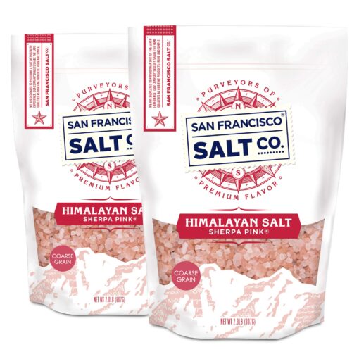 Sherpa Pink Himalayan Salt - 4 lbs. Coarse Salt (Qty. 2 x 2 lb. bags) - For Grinders and Salt Mills 2 Pound (Pack of 2)