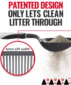 Alternative view of iPrimio Cat Litter Scoop Metal w/ Deep Shovel, Black - Non Stick Plated Aluminum Cat Litter Scooper with Holder - Litter Box Scooper - Metal Cat Litter Scoop - Patented Sifter w/ Holder - Solid Handle Rubber Handle Metal Scoop - Rubber Handle (Black)