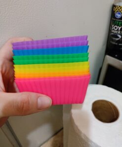 Pantry Elements Rectangular Silicone Cupcake Liners for Baking 12-Pack Reusable Non-Stick BPA Free Muffin Liners Baking Cups Molds for Baking, Bento Box Accessories, Moldes de Silicona Para Reposteria Rectangular 12-Pack Vibrant Rainbow Collection 33 81KgnFVb5hL 1