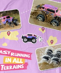 Ruko 1601AMP3 Amphibious RC Truck for Girls, IPX6 Warterproof Monster Truck, 1:10 Large Remote Control Car for All Terrain, 2 Rechargeable Batteries for 50 Min Fun Time, Gifts for Kids Pink 21 81KgwA5Z72L