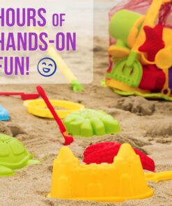 Click N' Play Beach Toys for Kids 3-10 - 18pc Sand Toys Including Sand Buckets for Kids with Sifter, Watering Can, Rake, 4 Hand Tools, 10 Sand Molds & Mesh Beach Toy Bag - Sandbox Toys for Toddlers 18 pc Beach set 24 81KklVCklL