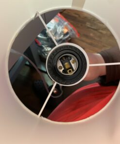 LimeLights LT2024-WHT Brushed Steel Stick Table Desk Lamp with Charging Outlet and Drum Fabric Shade, White 1 36 81KnMLnQDaL