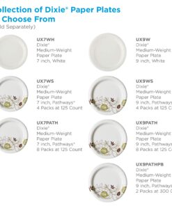 Dixie 8.5" Medium-Weight Paper Plates by GP PRO (Georgia-Pacific); Pathways; UX9WS; 500 Count (125 Plates Per Pack; 4 Packs Per Case) Pathways Design 8.5 in 16 81KocG8sOXL