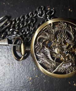 Carrie Hughes Antique Mechanical Pocket Watches for Men Lucky Dragon Phoenix Skeleton Roman Numberals with Chain and Box CH223 16 81KomDLY9cL