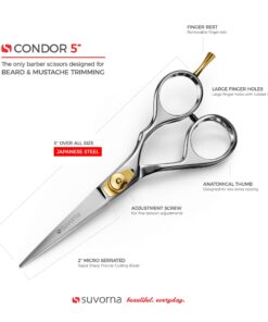 Suvorna Beard scissors for men | Mustache scissors for men | Beard trimming scissors | Grooming scissors men | Barber scissors, 5 inch hair scissors professional | Japanese steel hair cutting scissors Contemporary 13 81KpdtDUAHL