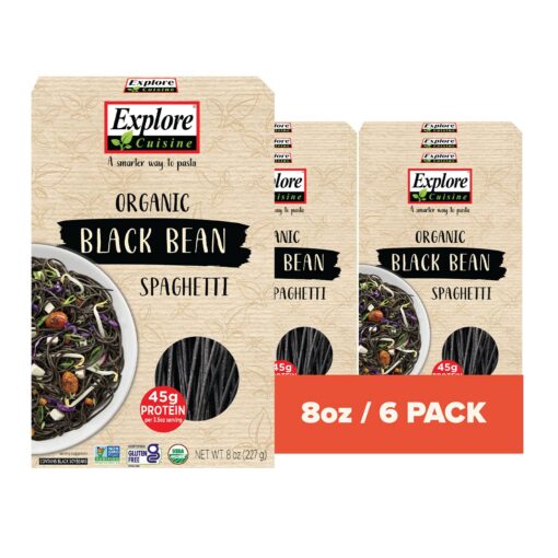 EXPLORE CUISINE Organic Black Bean Spaghetti, High Protein, Gluten Free Pasta, Easy to Make - USDA Certified Organic, Vegan, Kosher, Non GMO - 8 Ounce (Pack of 6) 8 Ounce (Pack of 6)