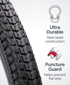 Schwinn Replacement Bike Tire, Mountain, Cruiser, and Hybrid Bicycle Tires, Multiple Size Options Hybrid/Kevlar 26-Inch x 1.95-Inch 35 81KrkI Qw5L