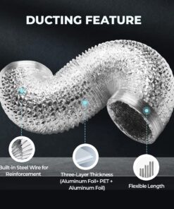 iPower 6 Inch 8 Feet Non-Insulated Flex Air Aluminum Ducting Dryer Vent Hose for HVAC Ventilation, 2 Clamps included, Silver 6 in 8 ft 1 Pack 10 81Kt6O8JOKL