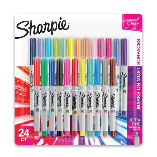 SHARPIE Color Burst Permanent Markers, Ultra Fine Point, Assorted Colors, 24 Count
