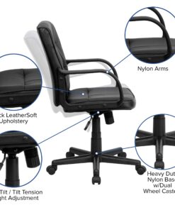 Flash Furniture Rider Mid-Back Black LeatherSoft Swivel Task Office Chair with Arms 22 81KwyALACoL