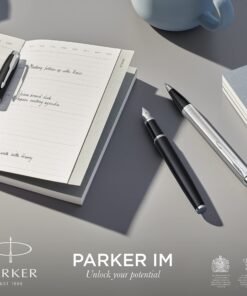 Parker IM Ballpoint Pen, Black Lacquer Chrome Trim with Medium Point Blue Ink Refill (1931665) 11 81KxuCWd22S