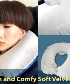 TREKOLOGY Inflatable Neck Pillow for Travel - Ultimate Comfort and Support for Airplanes, Cars, and More - Ergonomic Design for Restful Sleep and Neck Relief - Essential Travel Accessory Navy Blue 20 81KyskoYGdL