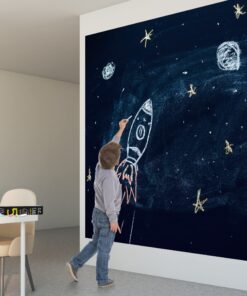 Kassa X-Large Chalkboard Wallpaper - Clear | 1.4ft x 6.5ft Adhesive Paper Roll | Includes 3 Markers & Eraser Cloth | Peel & Stick on a Wall, Table & Desk | Ideal for Use at Home, School, Office & More Black 33 81KziVccFjL