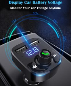 Handsfree Call Car Charger,Wireless Bluetooth FM Transmitter Radio Receiver,Mp3 Audio Music Stereo Adapter,Dual USB Port Charger Compatible for All Smartphones,Samsung Galaxy,LG,HTC,etc. 36 81L 7qARn8L