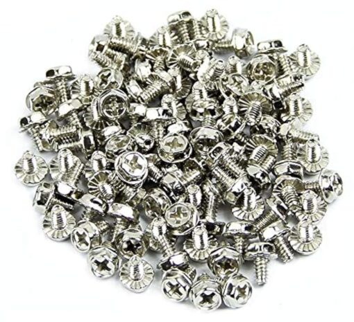 Maxmoral 200pcs Toothed Hex 6/32 Screw 6-32 Computer PC Case Hard Drive Motherboard Mounting Screws. 200