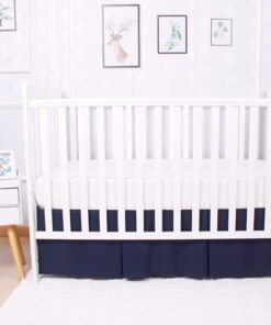 Alternative view of CaSaJa Classic Microfiber Crib Skirt with 2 Sides Pleated, Soft Breathable Dust Ruffle Fits Standard Crib and Toddler Bed, Navy Blue Color for Boys, 14 inches Drop, Navy