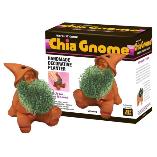 Chia Pet Gnome with Seed Pack, Decorative Pottery Planter, Easy to Do and Fun to Grow, Novelty Gift, Perfect for Any Occasion