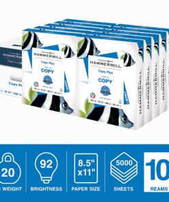 Hammermill Printer Paper, 20 lb Copy Plus, 8.5 x 11 - 10 Ream (5,000 Sheets) - 92 Bright, Made in the USA 8.5x11 10 Ream | 5000 Sheets 11 81L5KaCvCxS