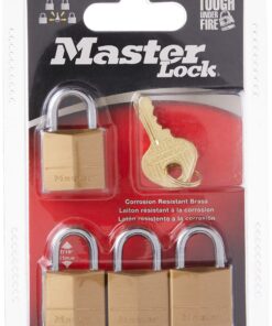 Master Lock Padlock, Solid Brass Lock, 3/4 in. Wide, 120Q (Pack of 4-Keyed Alike) 4 Pack 24 81L5m5OIZ6L