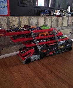 Hot Wheels Playset with Hw MEGA Hauler Toy Truck & 1:64 Scale Car, Stores 50+ Vehicles, Expands to 6 Levels red 36 81L5zYSnRFL 2