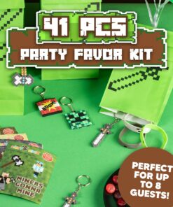 Party Ninja Pixel Miner Birthday Party Favors - 41pcs - Party Supplies for Boys & Girls - Party Favor Bags - Party Balloons, Party Decor + 1 PAIR of Pixel Sunglasses (Party Favors for 8 Guests) Party Favors for 8 Guests 14 81L7rE84aUL