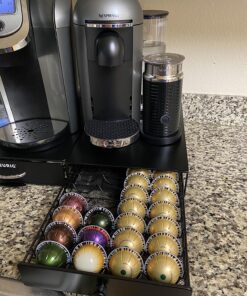 Nifty Vertuoline Rolling Coffee Pod Drawer – Satin Black Finish, 40 Pod Capsule Holder, Compact Under Coffee Pot Storage, Office or Home Kitchen Counter Organizer Satin Black Finish | 40 Pod Capsule Holder 41 81L8h1Ew bL