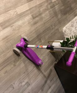 BELEEV A2 Scooters for Kids 3 Wheel Kick Scooter for Toddlers Girls Boys, 4 Adjustable Height, Lean to Steer, Light up Wheels, Extra-Wide Board, Easy to Assemble for Children Gift Sport Toys Ages 3-12 Purple 29 81L9VDKLasL