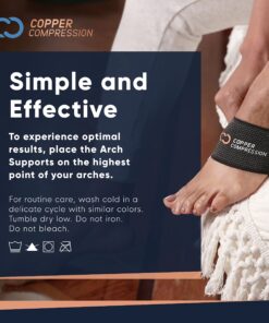 Copper Compression Copper Arch Support - 2 Plantar Fasciitis Braces/Sleeves. Foot Care, Heel Spurs, Feet Pain Relief, Flat & Fallen Arches, High Arch black 28 81LAs8glvsL 2
