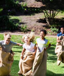 Alytree 6 Pack Burlap Potato Sack Race Bags, 24"x40" Outdoor Lawn Games for Kids & Adults, Outside yard games for Birthday Party, Field Day Family Reunion, Carnival, Easter, Halloween, 4th of July 6 Count (Pack of 1) 14 81LCp 8ybZL