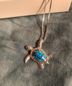 Victoria Jewelry 925 Sterling Silver Blue Opal Sea Turtle Necklace 33 81LEZcjrriL 1
