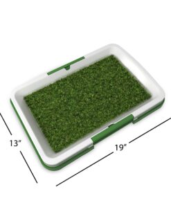 Artificial Grass Pee Pad Set for Dogs - Reusable Puppy Essential for Potty Training Small Pets Indoors and Outdoors by PETMAKER (Green) Potty Trainer 7 81LGbbkMzpL