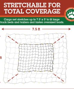 Grizzly Gear Automotive Large Bungee Cargo Net w 16 Durable Hooks - 7" Mesh Elastic Stretches to 7.5' x 5' - Compatible w All Pickup Truck Beds & Trailers - Heavy Duty, Weatherproof -Storage Made Easy Black 22 81LI2GOJtL 1
