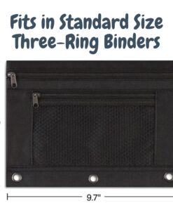 1InTheOffice Pencil Pouch 3 Ring, Black, Pencil Pouch For 3 Ring Binder 2 Pack (Canvas Black) Canvas Black 15 81LI4W5znL