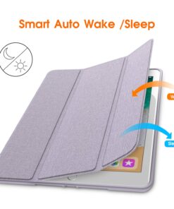 Soke iPad 6th/5th Generation Case with Pencil Holder, Smart iPad 9.7 inch Cases Trifold Stand with Shockproof Soft TPU Back Cover and Auto Sleep/Wake Function for Apple iPad 2018/2017, Violet 57 81LIq5B IBL