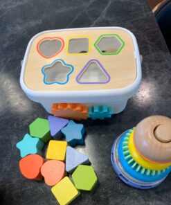 Amazon Basics Wooden Shape Sorter and Rainbow Stacker, Classic Sorting Toy for Babies, Toddlers, Children Age 12+ Months, Multicolor 58 81LIvspx8dL