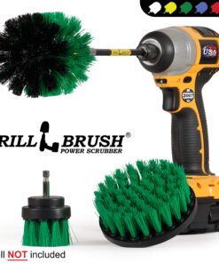 Drill Brush - Household Cleaners - Kitchen - Cleaning Supplies - Scrub Brush - Oven - Stove Top Cleaner - Countertop - Backsplash - Sink - Dish Brush - Pots and Pans - Cast Iron Skillet - Frying Pan Green 11 81LJO5iwnCL