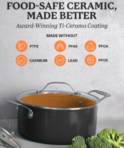 Gotham Steel 5 Qt Stock Pot, Nonstick Cooking Pot with Lid, Large Soup Pot & Pasta Pot with Stay Cool Handles, Ceramic Coated Nonstick Pot, Metal Utensil Oven & Dishwasher Safe, 100% Toxin Free 5 Quart 11 81LJcdZLYWL