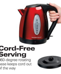 Hamilton Beach Electric Tea Kettle, Water Boiler & Heater, 1.7 Liter, Cordless Serving, 1500 Watts for Fast Boiling, Auto-Shutoff and Boil-Dry Protection, Red (40885) 1.7 L 20 81LKQLJcqLL