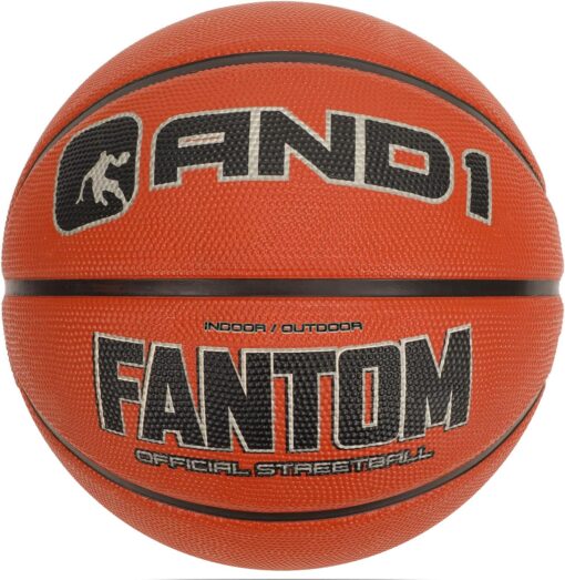 AND1 Fantom Rubber Basketball: Official Regulation Size 7 (29.5 inches) Rubber Basketball - Deep Channel Construction Streetball, Made for Indoor Outdoor Basketball Games Orange