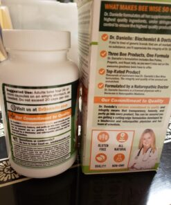 Dr. Danielle's Bee Wise - Bee Pollen Supplement - Bee Well with Royal Jelly, Propolis, Beepollen in 4 Daily Bee Pollen Capsules 37 81LMTFmqSYL