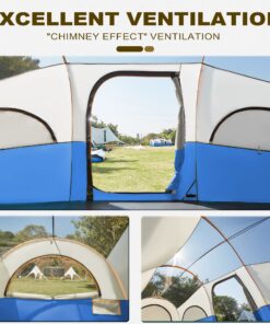 GoHimal 8 Person Tent for Camping, Waterproof Windproof Family Tent with Rainfly, Divided Curtain Design for Privacy Space, Portable with Carry Bag Blue 13 81LOLfd5RYL